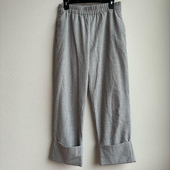 $5/$25 Zara High Waisted Tapered Trouser Cuffed Relaxed Slouchy Size Medium Gray - Picture 1 of 6